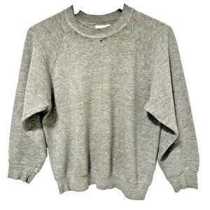 S/M Vtg 90s FOTL Gray Blank Distressed Burnout Boxy Grunge Oversized Sweatshirt